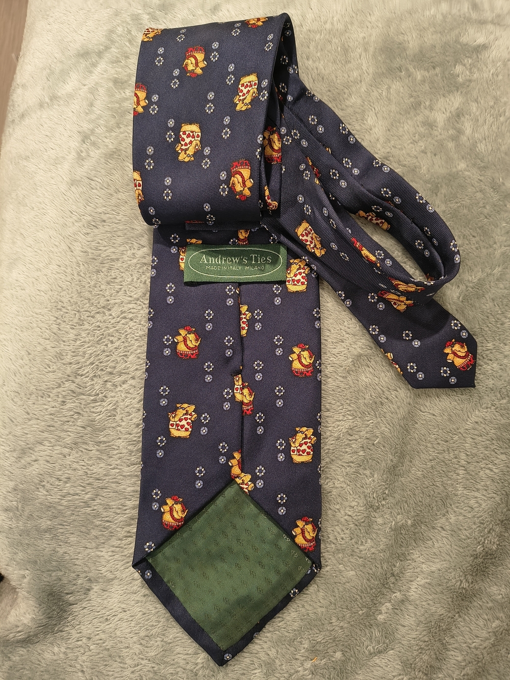 Navy Novelty Pattern Silk Tie